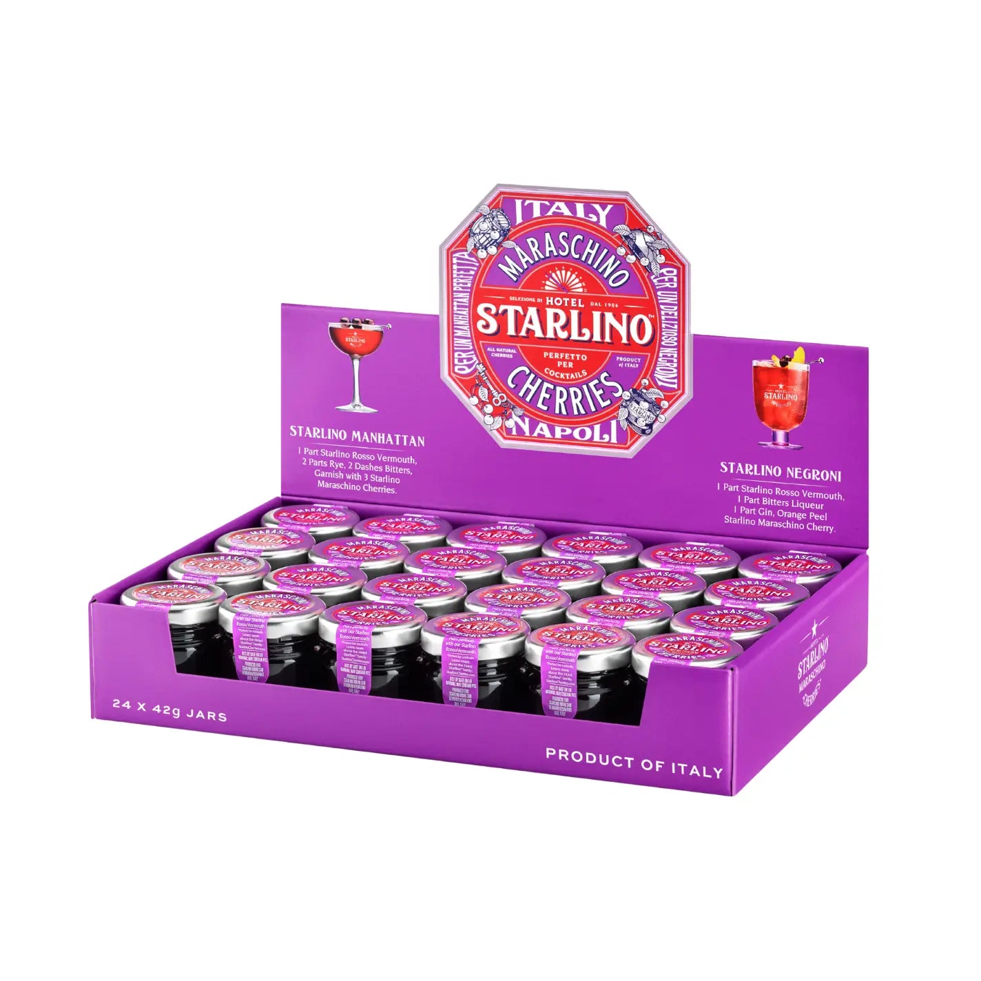 Italian Maraschino Cherries | 24 x 42g Mini Jars Bundle